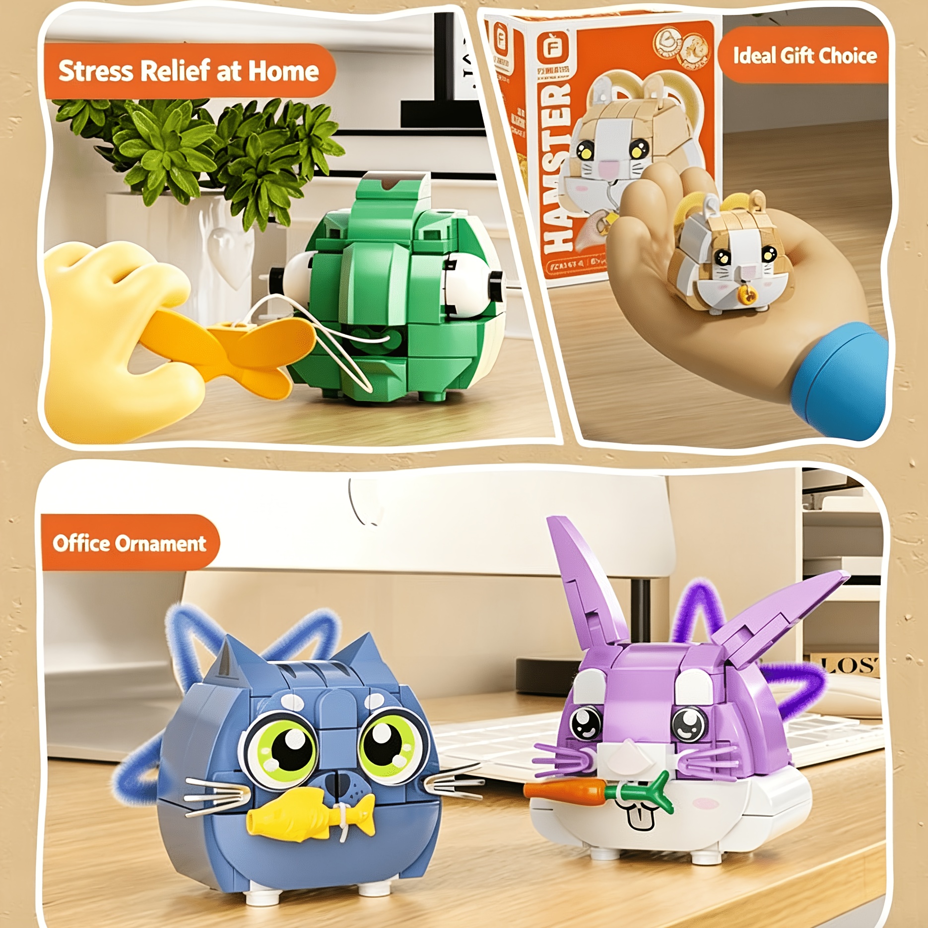 Cute Animal Block Assembly, Desktop Decoration Gift